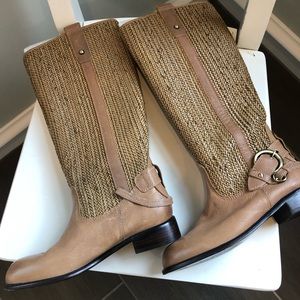 Size 6 Shuler and Son Beige woven tall boot